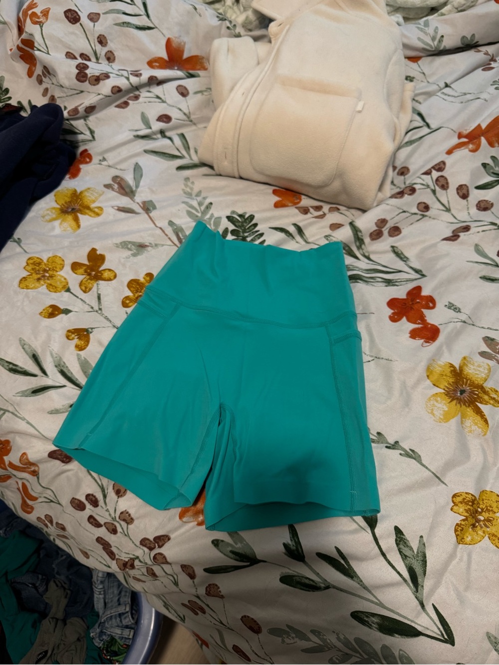 LSKD Fusion High-Waist Turquoise Women's Biker Shorts